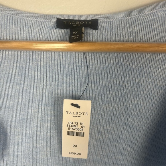 New Talbots SCALLOP-EDGE OPEN FRONT CARDIGAN in blue size 2x - Picture 3 of 6